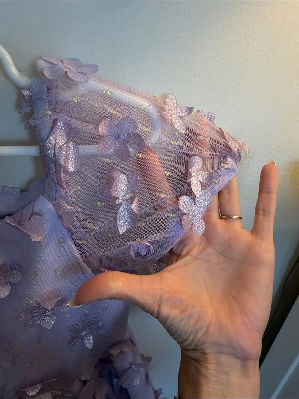Rare Editions Lavender Floral Appliqué Party Dress